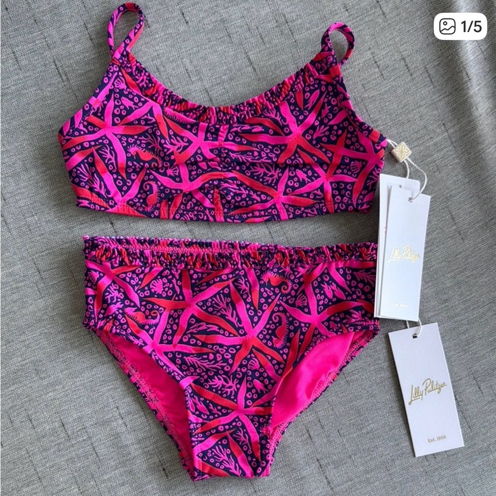 Lilly Pulitzer Vibrant Pink and Purple Kids Bikini
